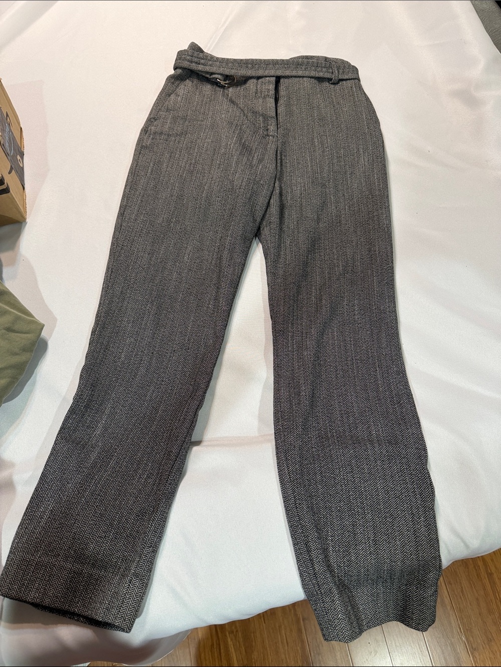 H&M Women's Dark Gray Herringbone Chinos